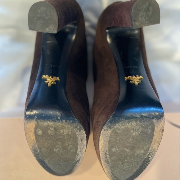 Prada Brown Booties with Buckle Sz 38 - Picture 6 of 8